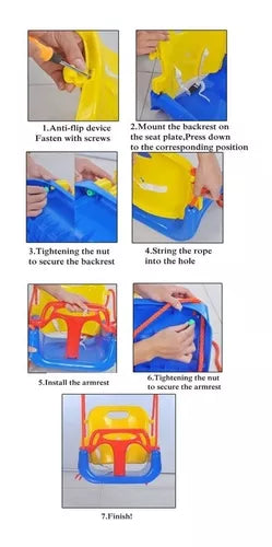 Columpio Silla 3 En 1 Ajustable Portátil Niños Asiento Bebé