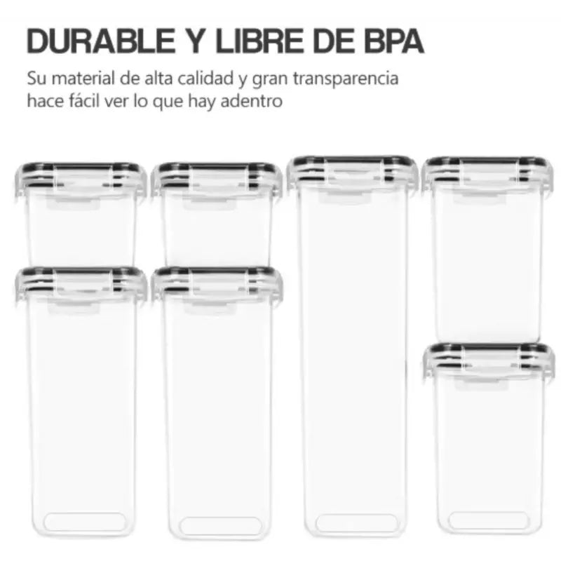 Set 7 Contenedores De Alimento Tapa Hermética Almacenamiento