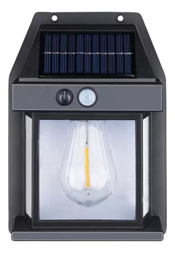 Lámpara Farol Solar De Pared Con Sensor Movimiento Luz Cálida Exterior