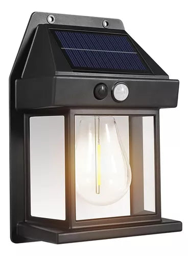 Lámpara Farol Solar De Pared Con Sensor Movimiento Luz Cálida Exterior