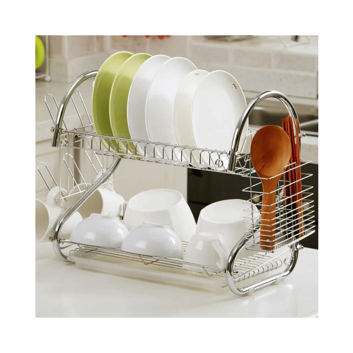 Bandeja de Acero para Platos con 2 Niveles