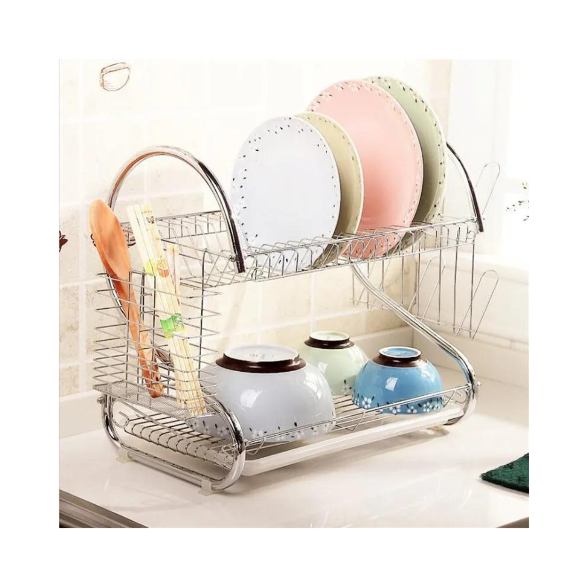 Bandeja de Acero para Platos con 2 Niveles