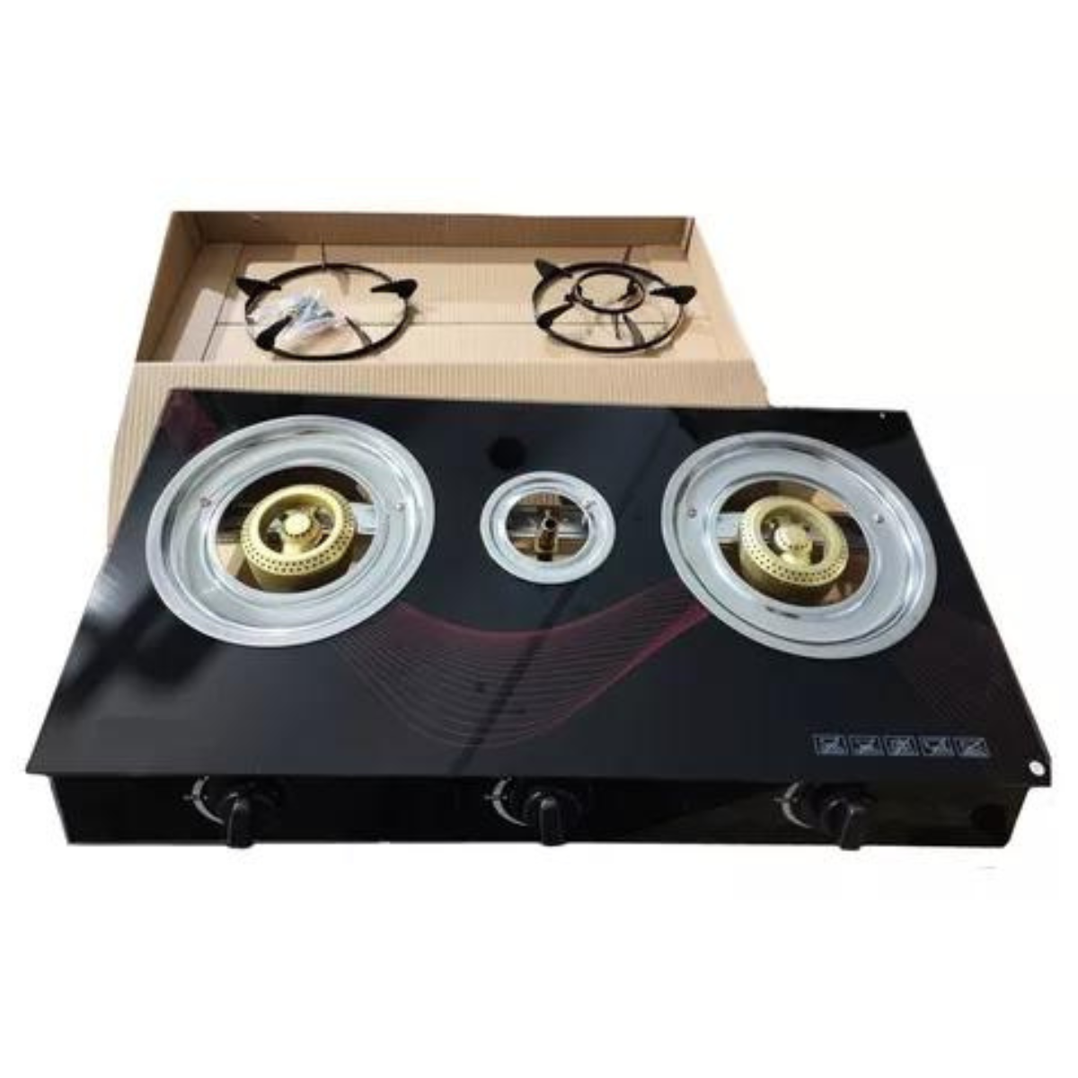 Cocina de Gas Vidrio Templado 3 Platos