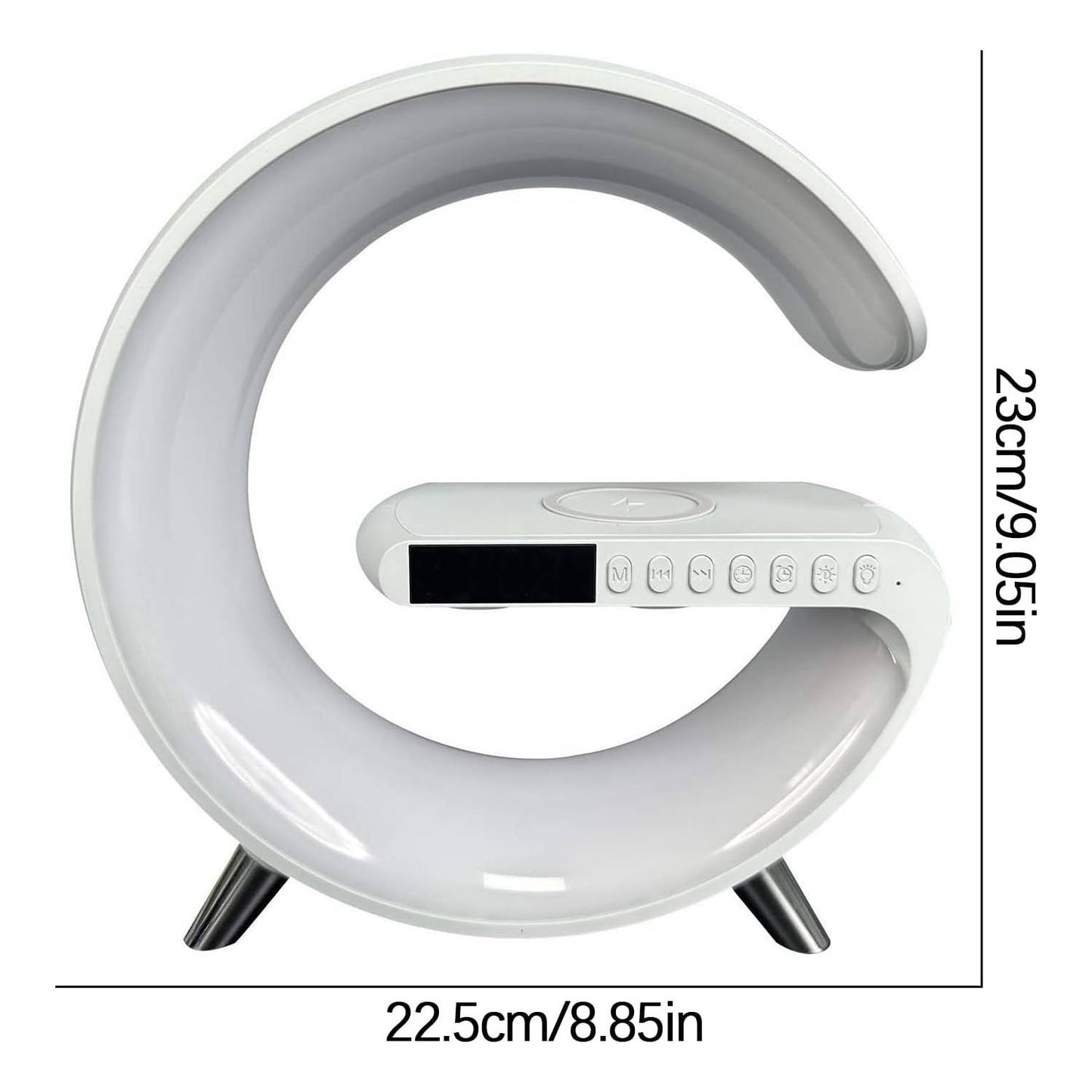 Lampara Despertador Cargador Inalámbrico Parlante Bluetooth Blanco